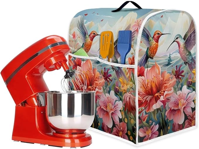Humming Kitchen Stand Mixer Cover with Handle and Pocket Mixer Accessory for 4.5-5 qt Small Appliances Kitchen Decor Dust Cover