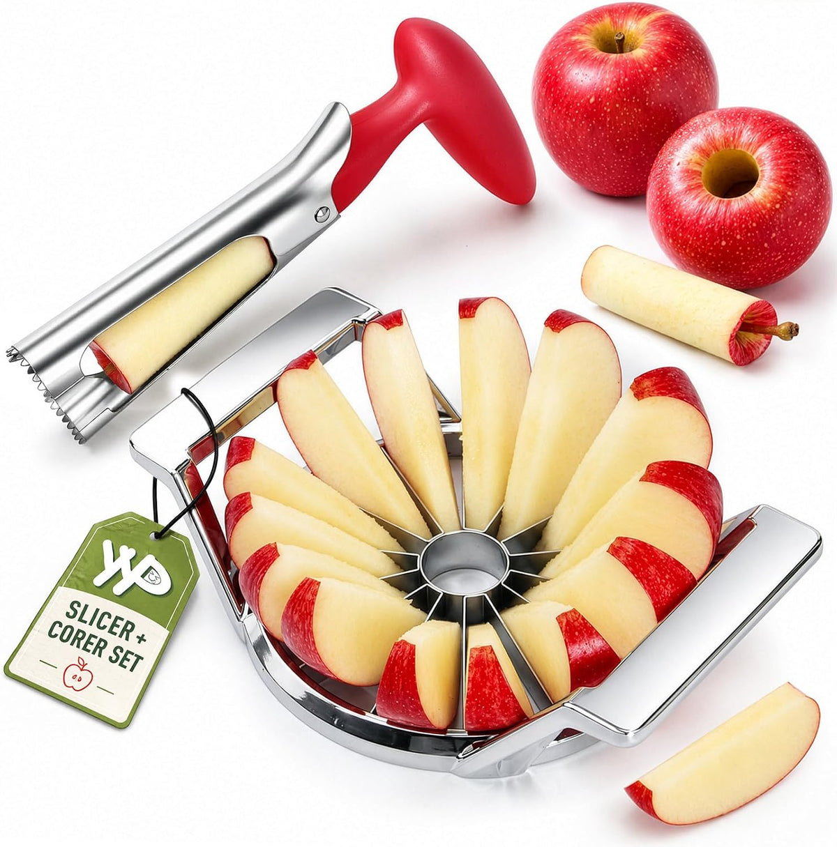 5.12-In Large Apple Slicer, 14-Blade Cutter with Apple Corer Tool