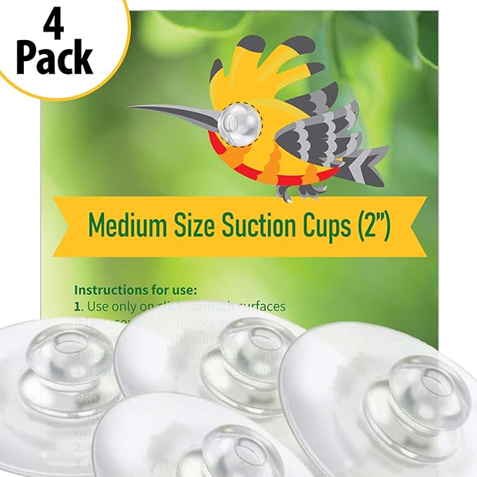 Nature Anywhere Replacement Suction Cups (4-Pack) - 2 Inch Diameter Heavy Duty Suction Cup for Window Bird Feeders, Awesome for Shower, Kitchen Sink Caddy