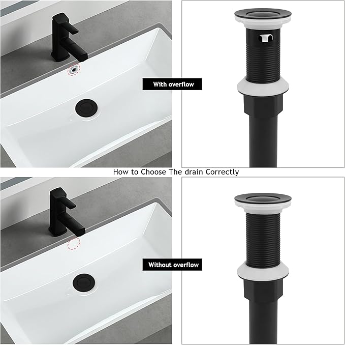 Bathroom Sink Drain,5 Pack Matte Black Drain Stopper Without Overflow,Small Cap Pop Up Drain Assembly with Detachable Strainer Basket,Built-in Anti-Clogging, Stainless Steel Nut
