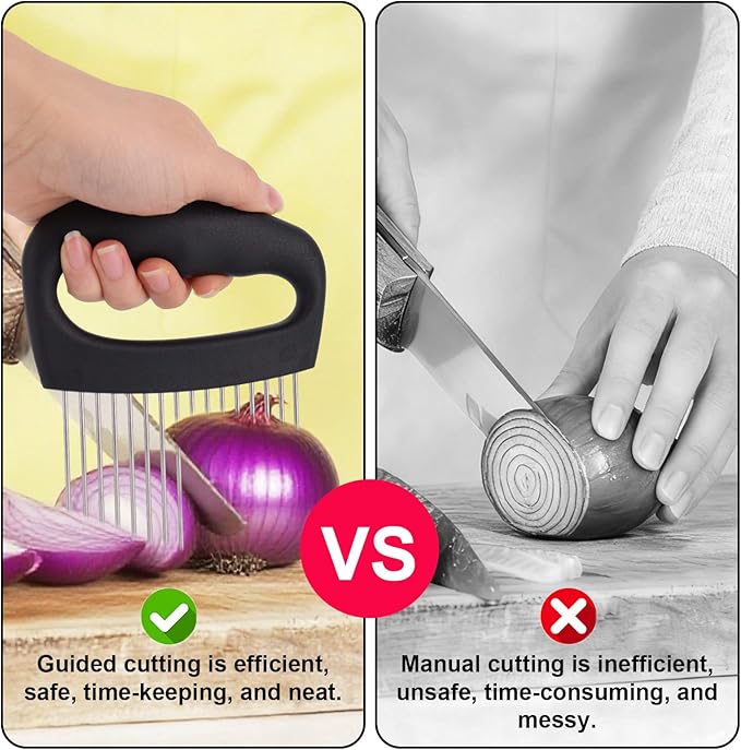 2pcs Onion Holder for Slicing, Extra-Large Onion Slicer Tool Kit with 16 Long Needles & 10 Long Needles Vegetable Chopper Cutter Kitchen Appliance Gadget Utensils for Tomatoes Potatoes Meat Tenderizer