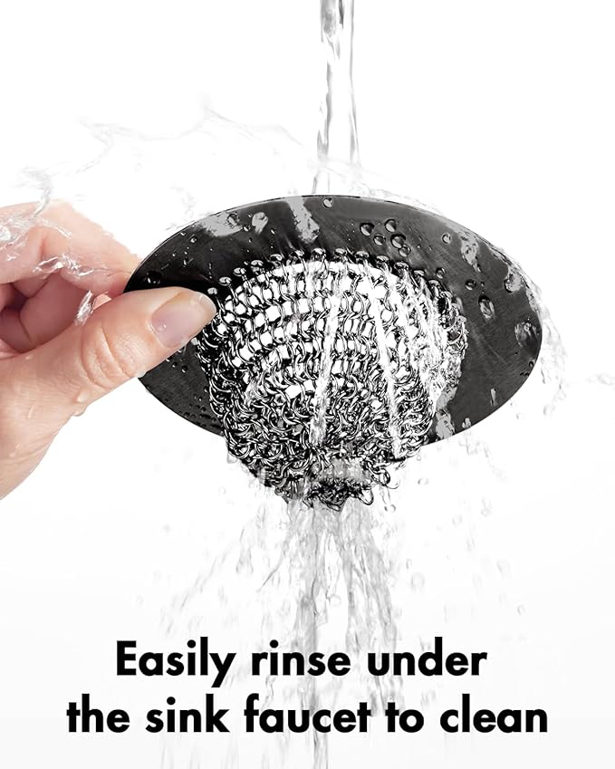 Wokdada Black Kitchen Sink Strainer, Flippable Mesh Sink Drain Strainer, 304 Stainless Steel Sink Screen, Easy Clean Large Basket Strainer, Garbage Disposal Cover Fit for Standard Kitchen Drain