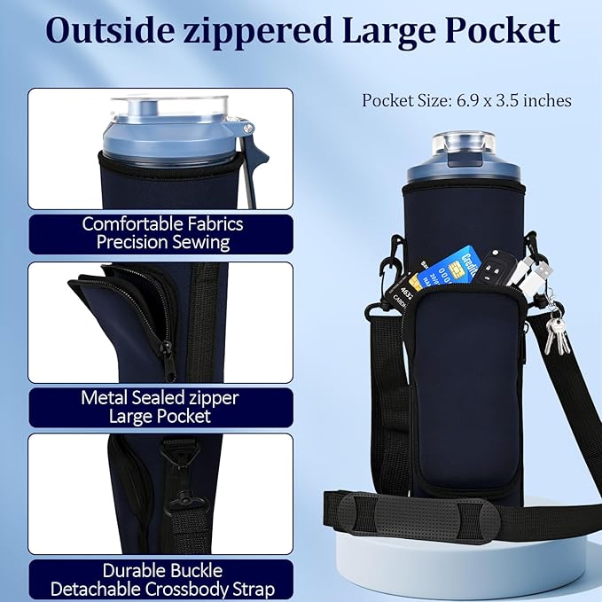 Storage Sleeve Bag for Ninja Blast Max Portable Blender with Shoulder Strap and Accessory Pocket compatible with BC251NV/BC251IV/BC251GY/BC251MT/BC251PK/BC251LD/BC251SL, 22 oz (Navy blue)