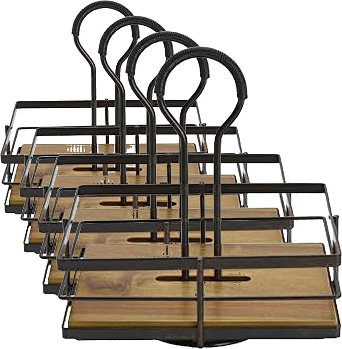 Gourmet Basics by Mikasa Nova Acacia Wood Rotating Condiment Caddy, 8.75 Inch, Black,5270309 (Pack of 4)