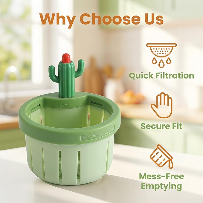 Cactus Kitchen Sink Drain Strainer, 2026 Upgrade Press to Dump Basket Waste Collector, Multifunctional Kitchen Sink Drain Strainer Fun Sink Accessory for Home Bathroom (Yellow 2 Pcs)