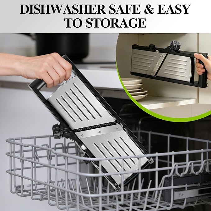 MASTERTOP Mandoline Slicer for Kitchen Adjustable Stainless Steel Food Slicer Vegetable Chopper Onion Waffle French Fry Cutter Potato Chip Julienne Slicer with Safety Gloves