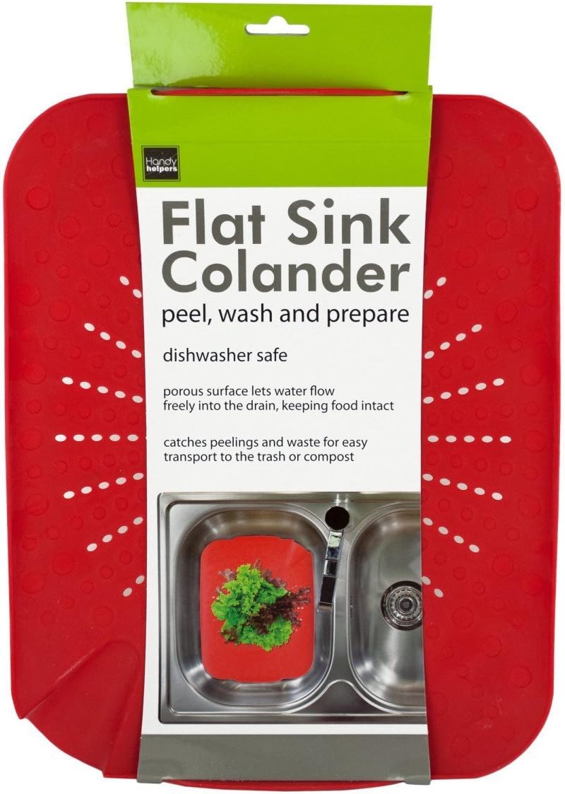 OF449 Flat Sink Colander, White/Red