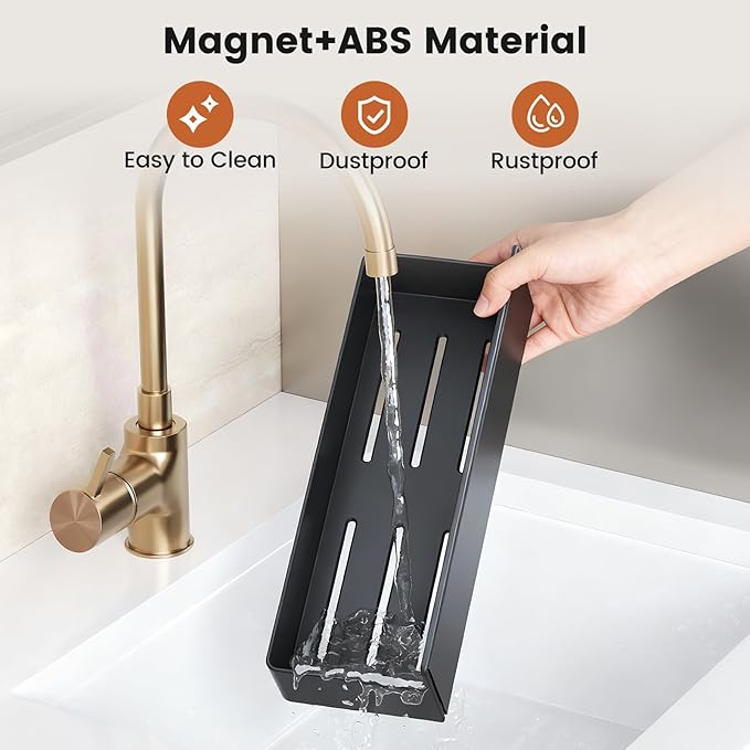 Magnetic Spice Rack for Refrigerator,8 Pack Magnetic Shelf,Fridge Magnet Organizer with Paper Towel Holder,Utensils Racks,Hook Rack,Deepened Basket,Fridge Organizers and Storage Black(8 Pack)