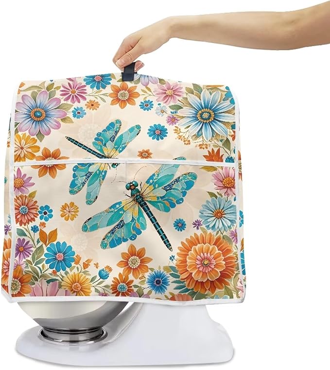 Country Sunflower Blender Cover for 4.5-5 Qt Mixers Practical Kitchen Stand Mixer Cover with Top Handle and Storage Pocket Washable Appliance Dust Protector for Modern Kitchen