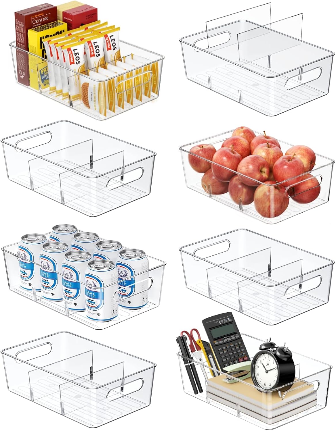 8-Pack Pantry Organizers and Storage, Clear Fridge Organizer Bins