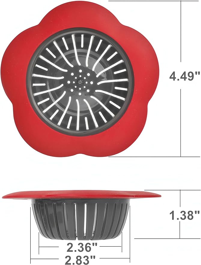 Kitchen Sink Strainer, 4PCS Silicone Sink Strainers, Large Wide Rim 4.5" Diameter Sink Drain Strainer for Kitchen Sink - Multicolor