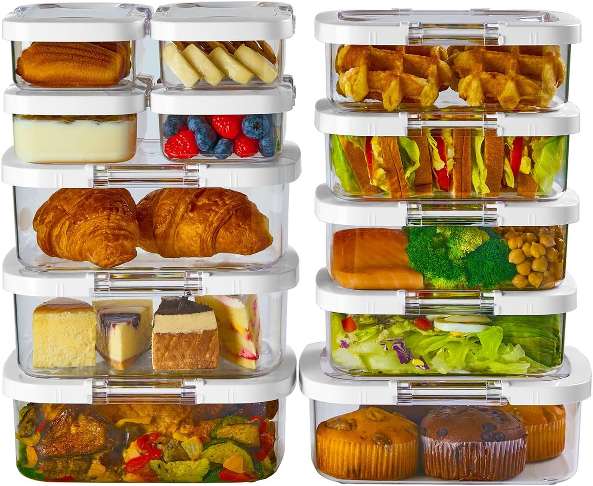 Duo Loc Meal Prep Container for Refrigerator, Leak Proof Stackable Kitchen Tupperware for Leftovers Food Storage Travel Lunch Container, Christmas Gift for Her (Fridge Organizer 12pk)