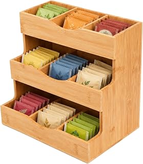 Wooden Tea Bag Organizer with Compartments