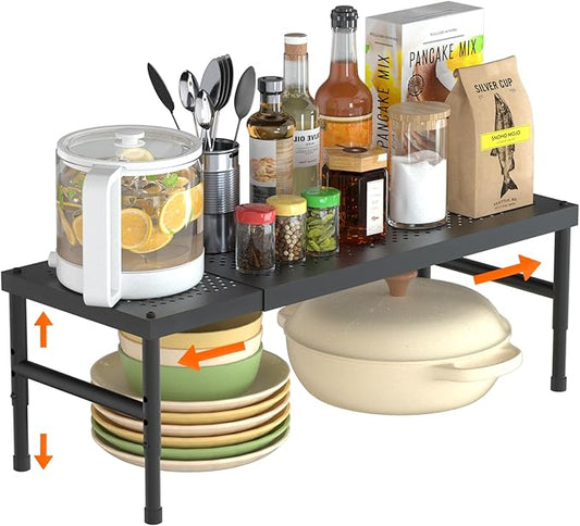 HI NINGER Expandable adjustable stackable kitchen organizer,Spice Racks,Counter Shelf for Cabinets,Small Cupboard Organizers