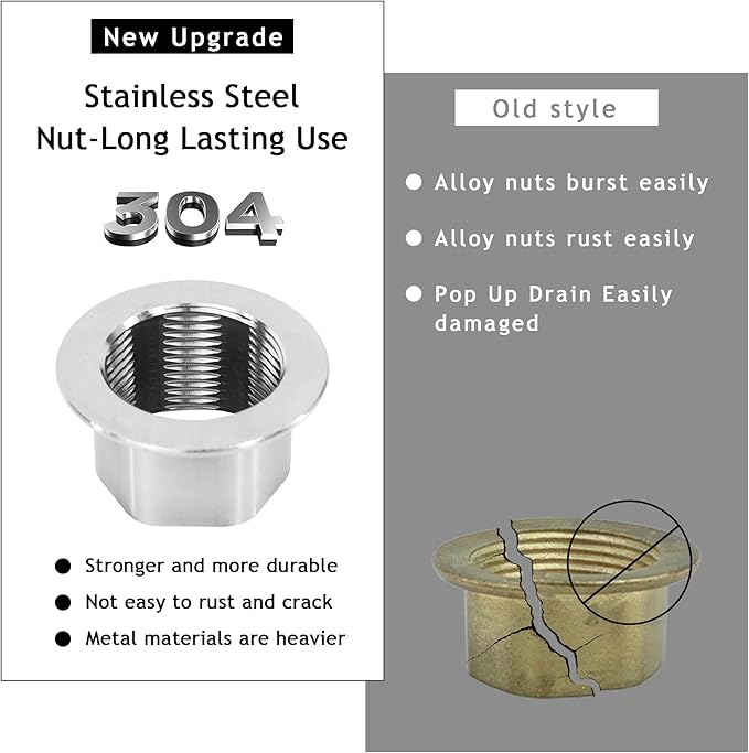 Bathroom Sink Drain,2 Pack Drain Stopper Without Overflow,Small Cap Pop Up Drain Assembly with Detachable Strainer Basket,Built-in Anti-Clogging, Stainless Steel Nut Brushed Nickel