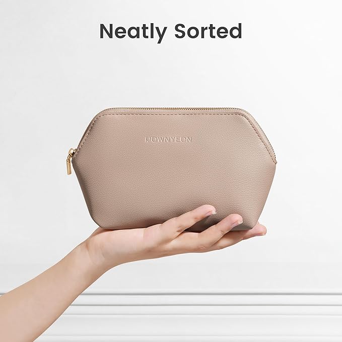 ROWNYEON Small Makeup Bag for Purse, Mini Portable Cosmetic Bags for Women, PU Leather Coin Purse Lipstick Cosmetic Accessories Organizer, Travel Makeup Pouch Zipper Pouch for Men Women