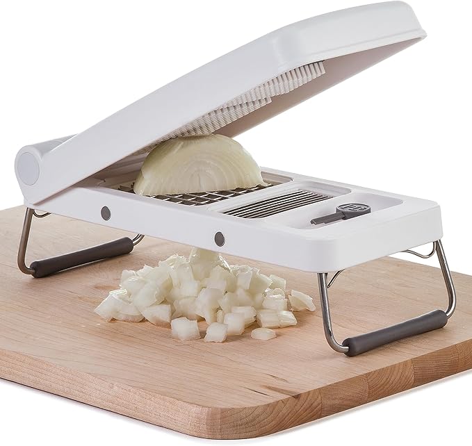 PL8 Professional Chopper, White - Multi-Functional Vegetable Chopper, Dicer, and Mincer with Sturdy Stainless Steel Frame, Perfect for Onions, Tomatoes, and More