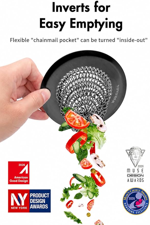 Sink Drain Strainer, Reversible Mesh Sink Strainer with 304 Stainless Steel, Wokdada Revolutionary Anti-Rust Kitchen Sink Drain Strainer for Garbage Disposal Food Catcher (Black)