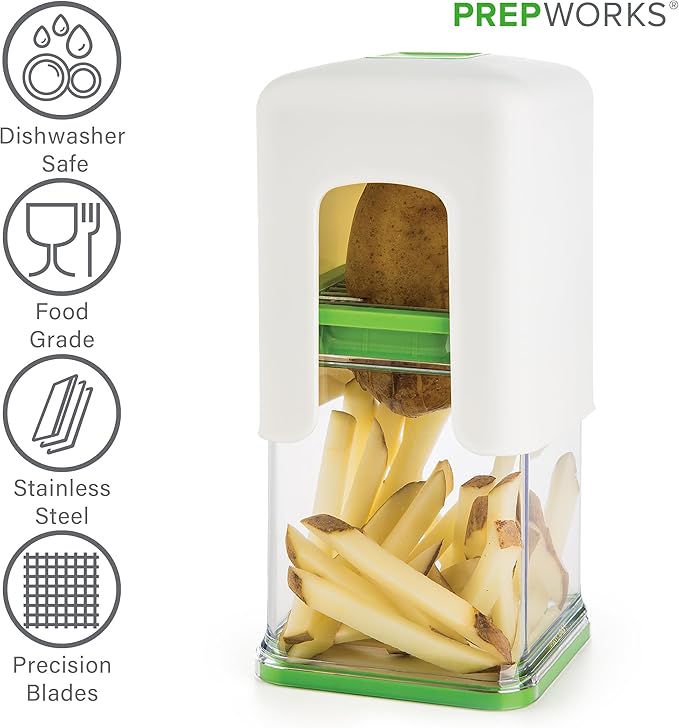 PrepWorks Tower Fry Cutter – Heavy-Duty Potato Cutter for Perfect Fries, Easy-to-Use, Stainless Steel Blades, BPA-Free