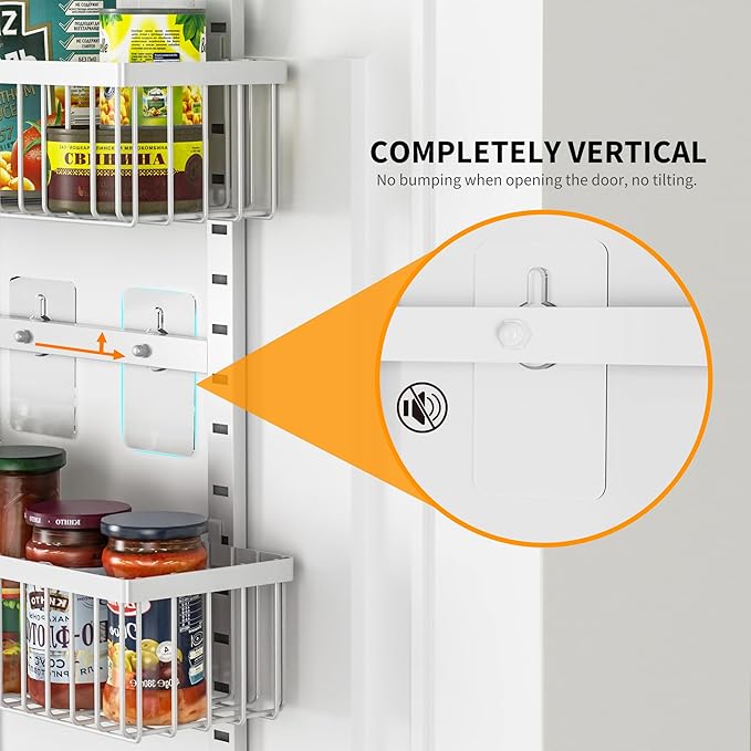 Moforoco 9-Tier White Over The Door Pantry Organizer, Pantry Organization and Storage, Black Hanging Basket Wall Spice Rack Seasoning Shelves, Home & Kitchen Bedroom Bathroom House Essentials