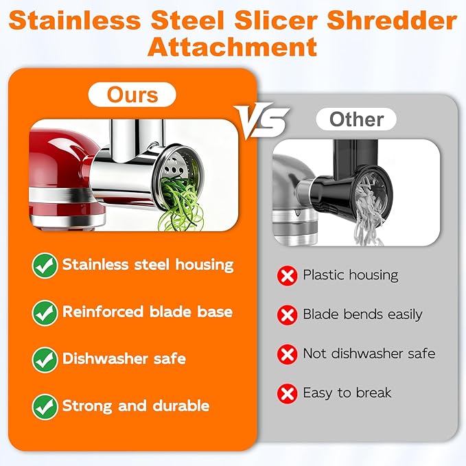 Stainless Steel Slicer Shredder Attachments for Stand Mixers, Vegetable Shredder, Cheese Grater, Salad Maker, Food Slicers Chopper Grinding Powder Accessories