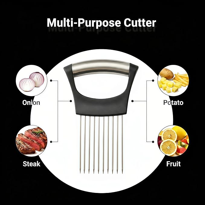 2025 Upgraded Onion Slice, New Stainless Steel Onion Chopper for Slicing, Chopper Slice Assistant Tool, Cutter for Slicing of Meat, Onion, Potato, Tomato Kitchen Gadgets (1)