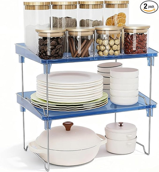 STARLATTA Acrylic Cabinet Organizer Shelf,4 Pcs Stackable Kitchen Counter Shelves,Spice Rack,Countertop Organizers,Clear Plastic Storage Organization for Makeup, Bathroom,Cupboard,Desk,Pantry