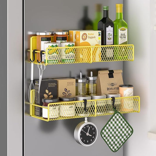 Magnetic Spice Rack for Refrigerator, Yellow