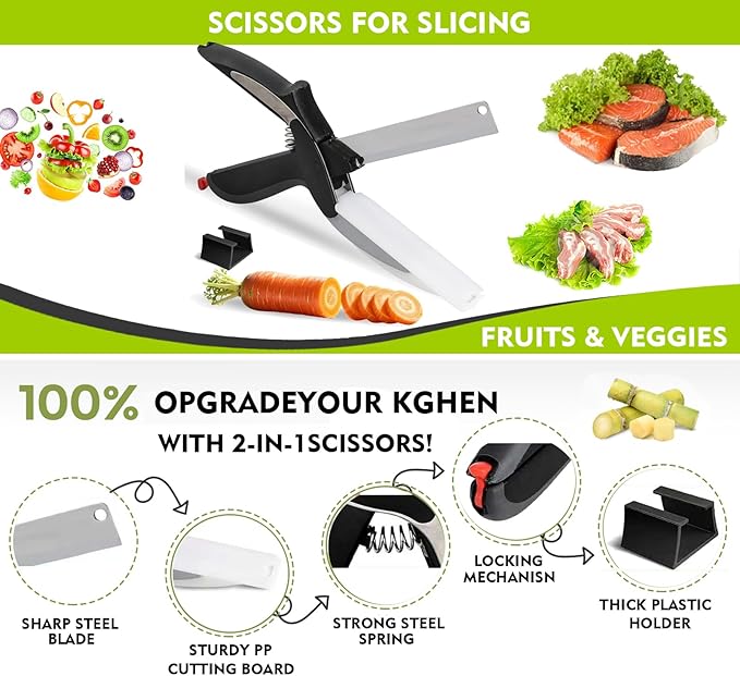 2 in 1 Kitchen Scissors for Food, Separable Stainless Steel Barbecue Steak Shears, Multi‑Function Kitchen Cutter for Vegetable, Fruit & Meat