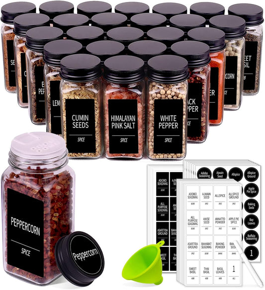 36 Pack Glass Spice Jars with Labels, 4oz Spice Containers