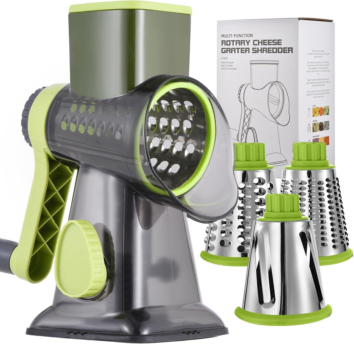 Cheese Grater Hand Crank Rotary Vegetables Shredder with Handle