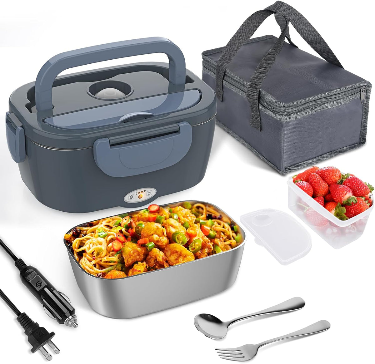 Electric Lunch Box for Adults 1.5L Food Heater,80W Heated Lunch Box for Men