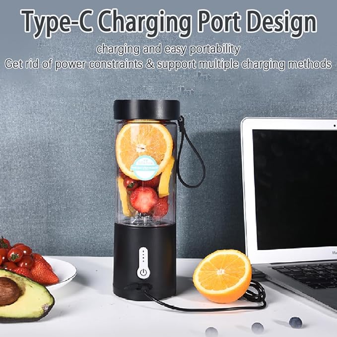 Portable Blender 20oz Cup, Personal Blender for Smoothies and Shakes, Rechargeable Mini Blenders with 6 Stainless Steel Blades, Portable Juicer for Travel Gym Office