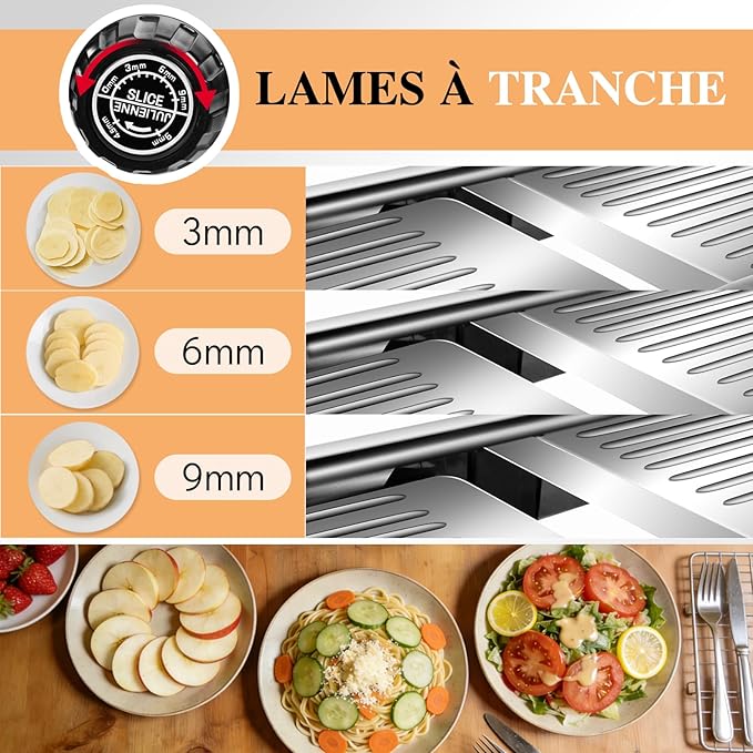 MASTERTOP Adjustable Mandoline Food Slicer,Vegetable Slicer Fruit Cutter,Stainless Steel Kitchen Mandolin,Julienne Slicers for Kitchen Onion Potato, Tomato, Carrot, Vegetable, and Fruit