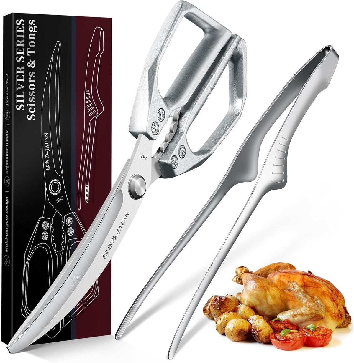 Kitchen Scissors and Cooking Tong, Kitchen Shears Set All Purpose