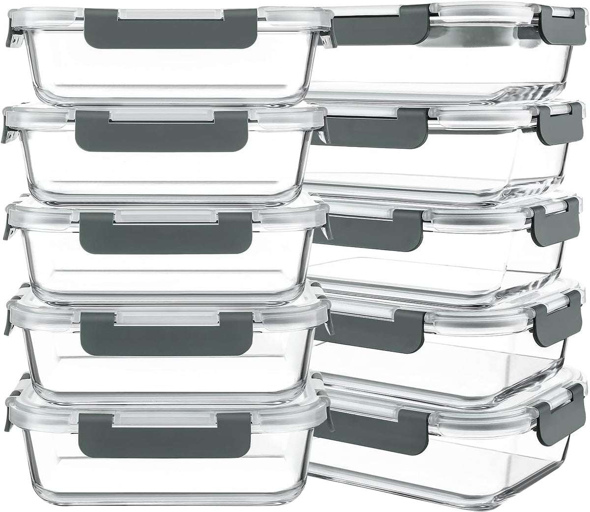 10 Packs 30 oz Glass Meal Prep Containers with Lids