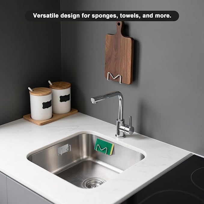 Luckyiren 2-Pack Stainless Steel Sponge Holder, Kitchen Sink Caddy Organizer, SUS304 Rustproof, Brushed Finish