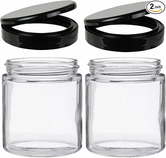 Jarming Collections Mason Jars - 16 oz Glass Extra Wide Mouth Pint Storage Jars with Black Flip Snap Lids - Made in USA