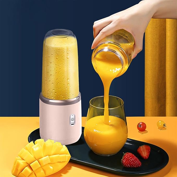 Portable Blender for Shakes & Smoothies, Juicer with 4 Blades, Cordless, 11oz, USB, Hand Blender for Sports, Travel & Outdoors