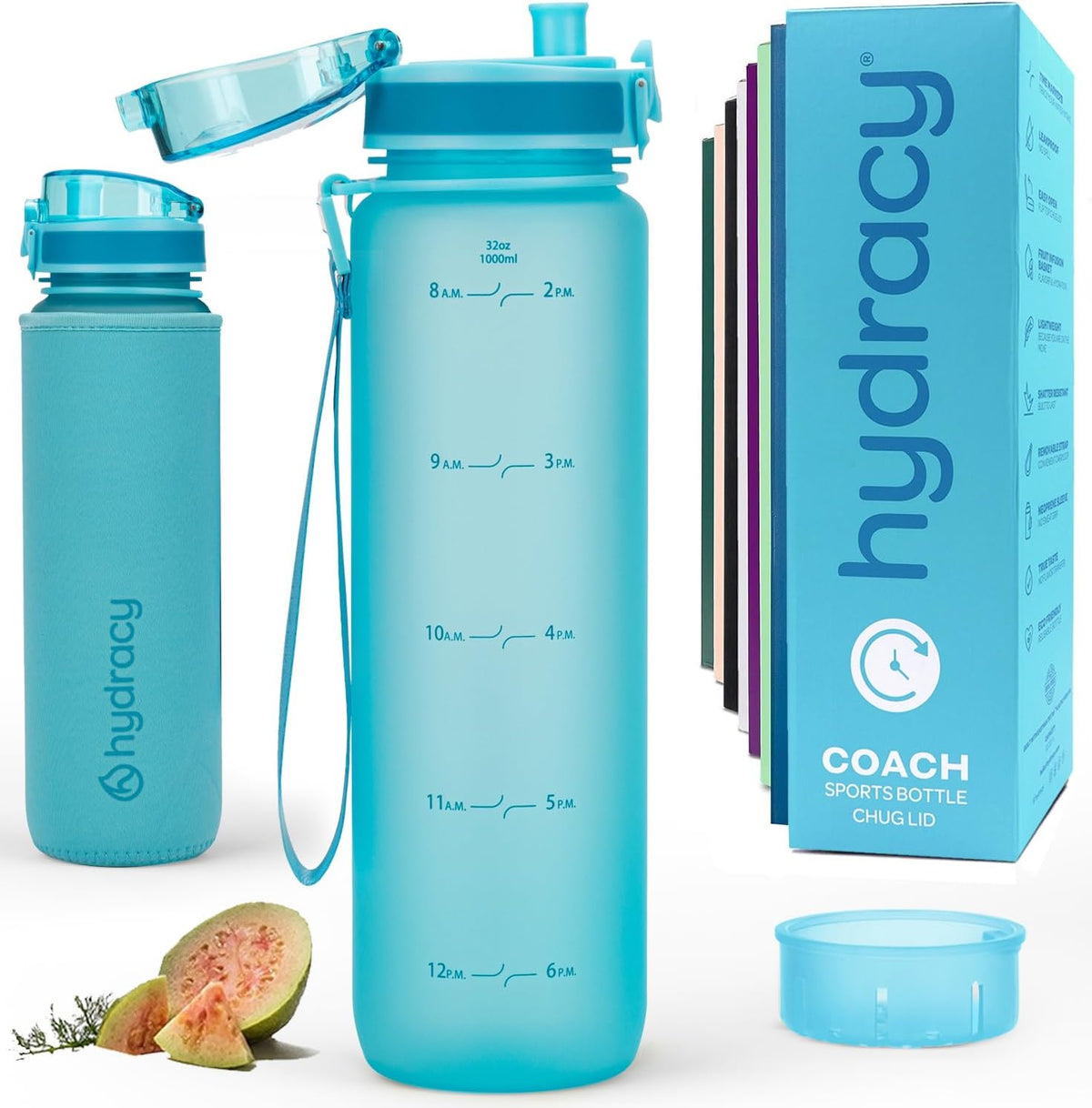Motivational Water Bottle with Time Marker & Fruit Infuser 32 oz