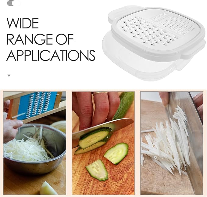ABOOFAN Stainless Steel Cheese Grater with Cover and Container, 3-in-1 Kitchen Food Chopper, Slicer, Grater, Multi-Functional Vegetable Shredder Box for Cheese, Carrots, Potatoes, Cucumbers