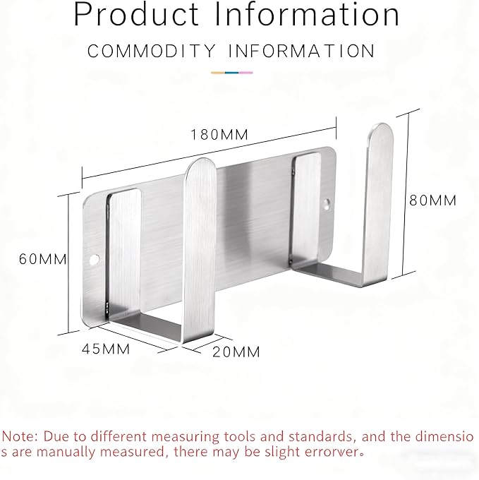 Stainless Steel Wall Mounted Cutting Board Holder Punch-Free Adhesive Multifunctional Kitchen Organizer Pot Lid Storage Rack 7" x 2.3" x 1.8"