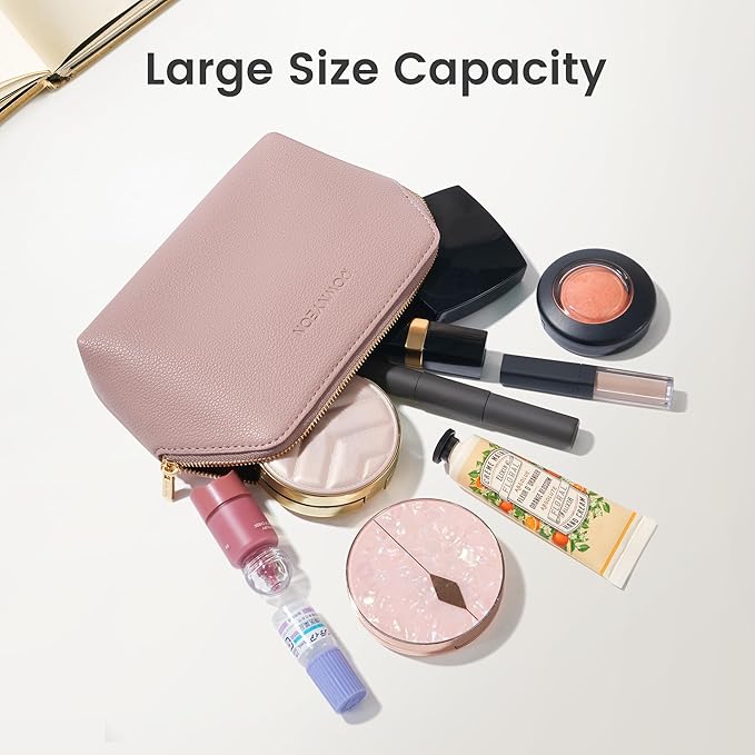 ROWNYEON Small Makeup Bag for Purse, Mini Portable Cosmetic Bags for Women, PU Leather Coin Purse Lipstick Cosmetic Accessories Organizer, Travel Makeup Pouch Zipper Pouch for Men Women