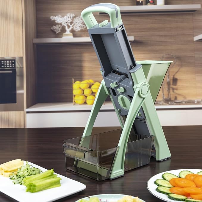 Upgraded Version Safe Mandoline Slicer for Kitchen, All in 1, Green