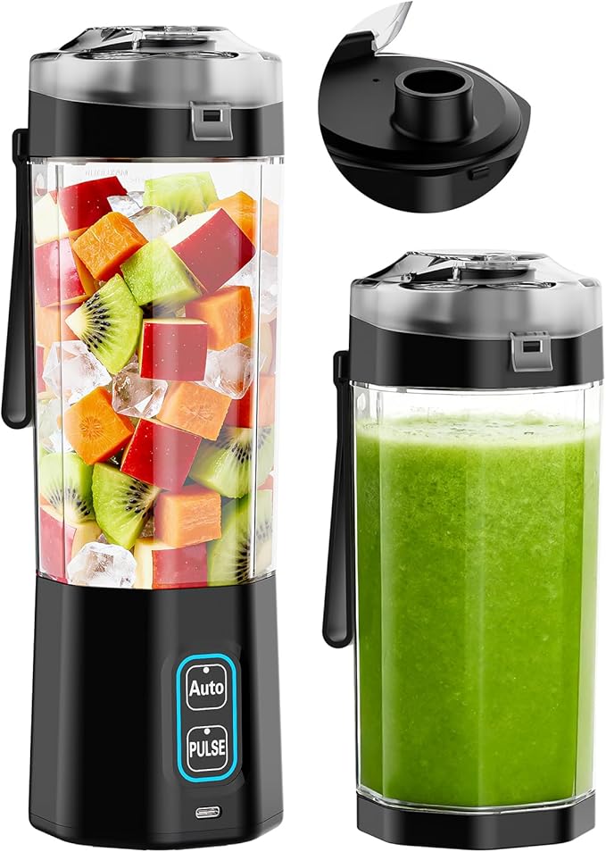 GVODE Personal Blender, Portable Blender for-Smoothies, Shakes, Food Prep, and Frozen Blending, 24oz Large Capacity, BPA Free, Leakproof-Lid and Sip Spout, USB-C Rechargeable, IPX8 Waterproof
