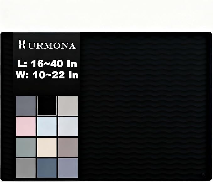 URMONA 28'' x 22'' Waterproof Silicone Under Sink Mat Cabinet and Counter Protector, Shelf Liner for Kitchen and Bathroom, Storage and Organizers, Litter Mat, Pet Cat Puppy Essentials(Onyx)