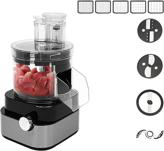 5 in 1 Commercial Vegetable Chopper, 600W Multifunctional Automatic Dicer Slicer Shredder Grind Cutter, Food Chopper Electric with Adjustable Speed & 5 Grid Blades for Veggies & Fruits