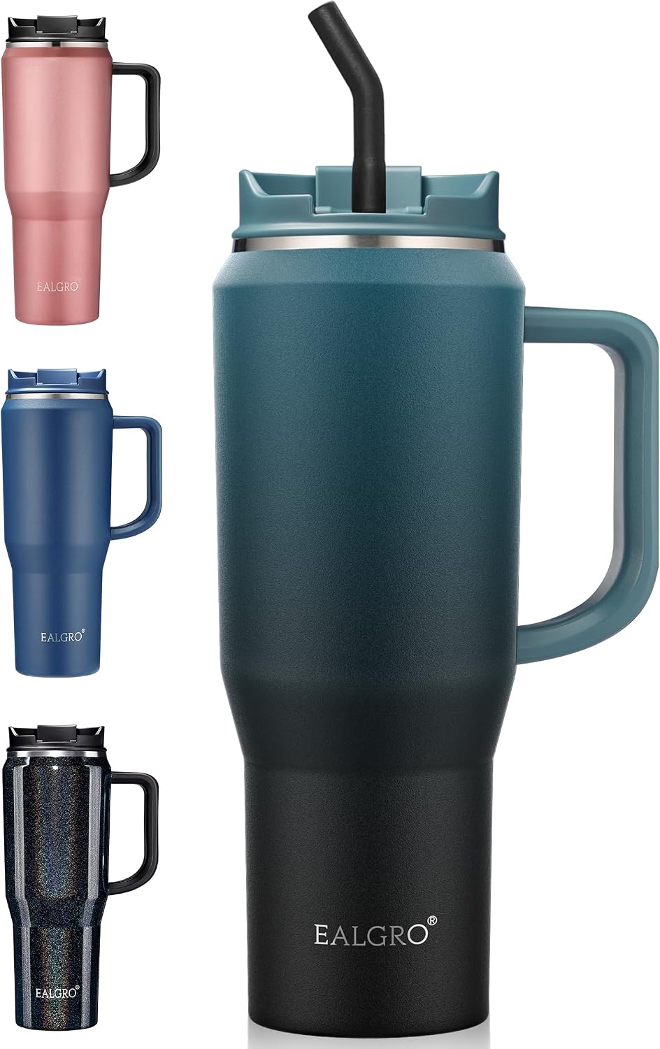 40 oz Insulated Stainless Steel Water Bottle Jug with Straw