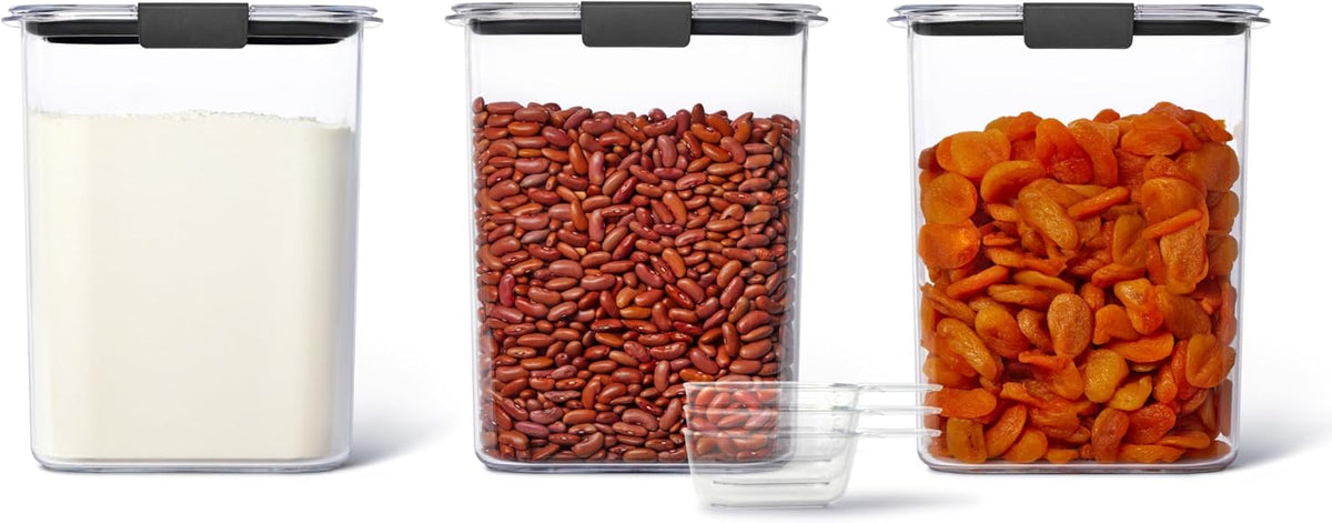 Brilliance BPA-Free Food Storage Containers with Lids Airtight Kitchen and Pantry Organization Set Includes 3 Containers and Scoops Clear 16 cups