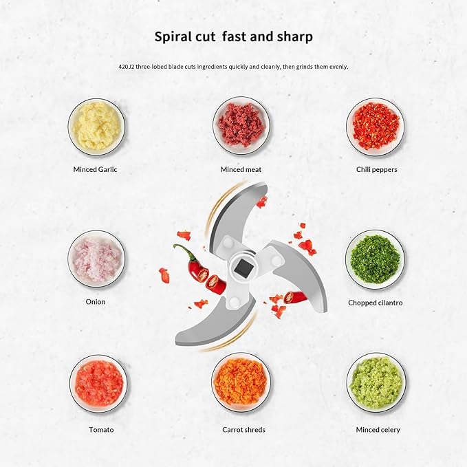 VorivelLife Vegetable Chopper Manual Food Processor Hand Pull Veggie Chopper for Garlic Onion Meat Fruits Nuts 900ml White Grey